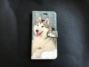 iPhone 7+ / 8+ -  Bookcase - hond / husky  IPhone 7+ / iPhone 8+